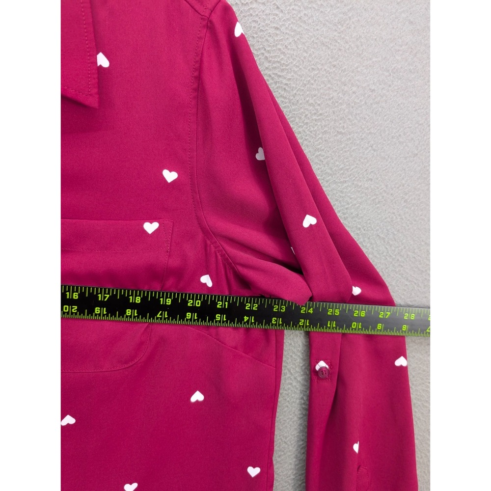 Talbots Heart Print Collared Button Front Long Sl… - image 6